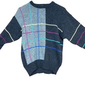 Vintage Hunt Club Sweater Mens Small Wool Acrylic Geometric Made Italy 90s